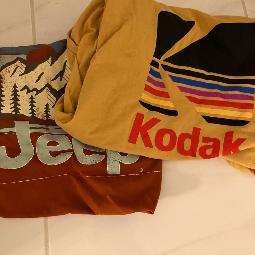 Kodak and Jeep Graphic Tee Shirts